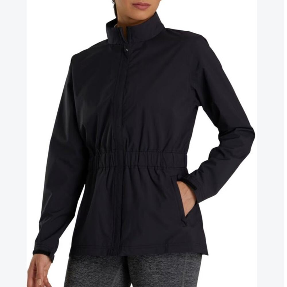 FootJoy HydroLite Rain Jacket Womens L Gray Black Waterproof Golf Full Zip